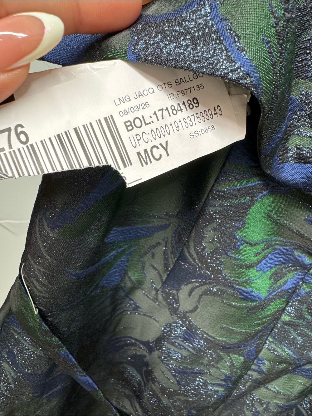 XSCAPE “JUNE” Jacquard Off the Shoulder Dress - Picture 7 of 7